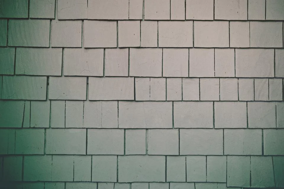 Close-up of rectangular wall tiles in rows